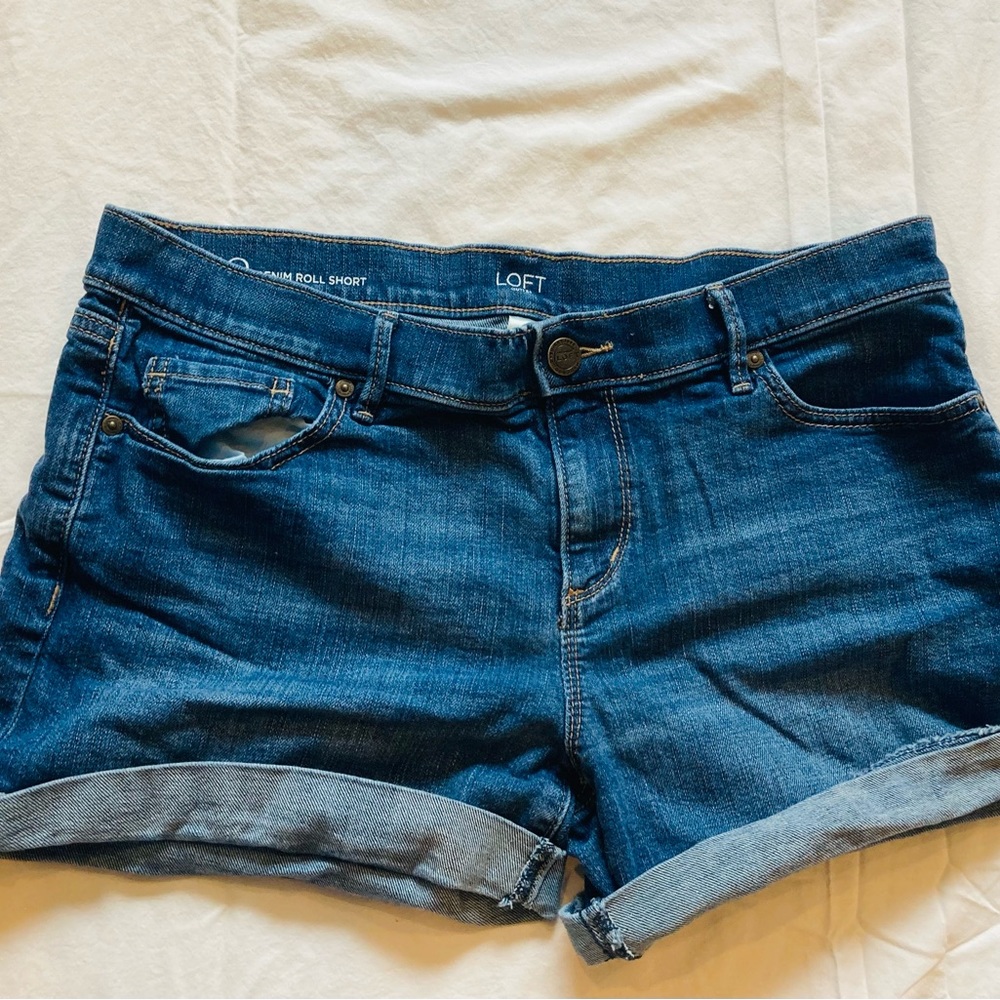 Loft denim roll shorts